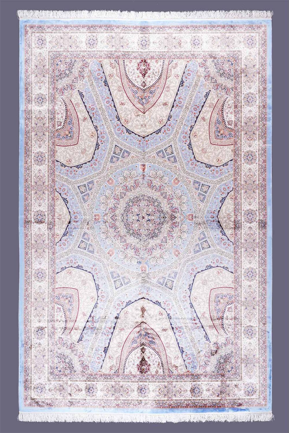 Ayasofya Machine-made Rose Gold Area Rug 7.8x11 ft Silk Bamboo - Rugs Turkey