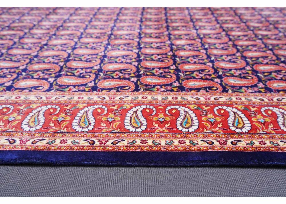 Bamboo-Silk Tugra Orange Blue Rug 4x2.6 ft Machine-made - Rugs Turkey