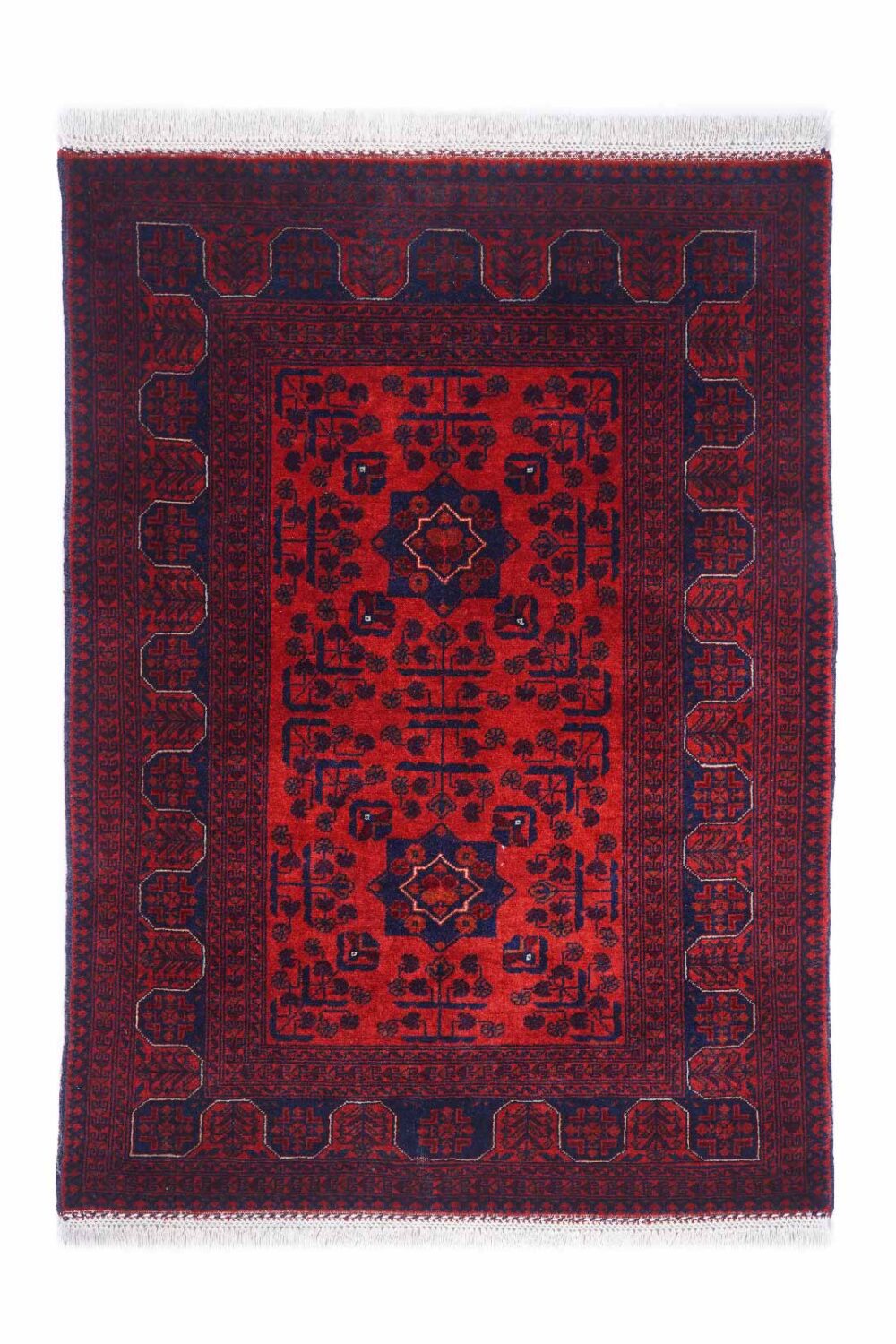 Bilicik Dark Red Area Rug 3.6x2.5 ft Traditional Handknotted Geometric - Rugs Turkey