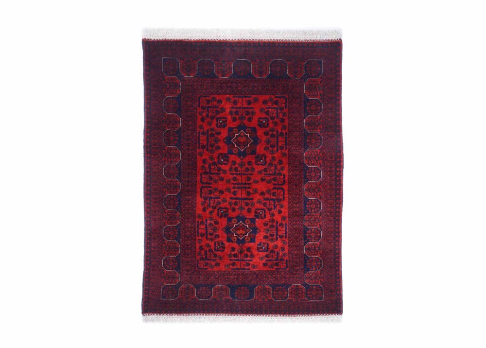 Bilicik Dark Red Area Rug 3.6x2.5 ft Traditional Handknotted Geometric - Rugs Turkey