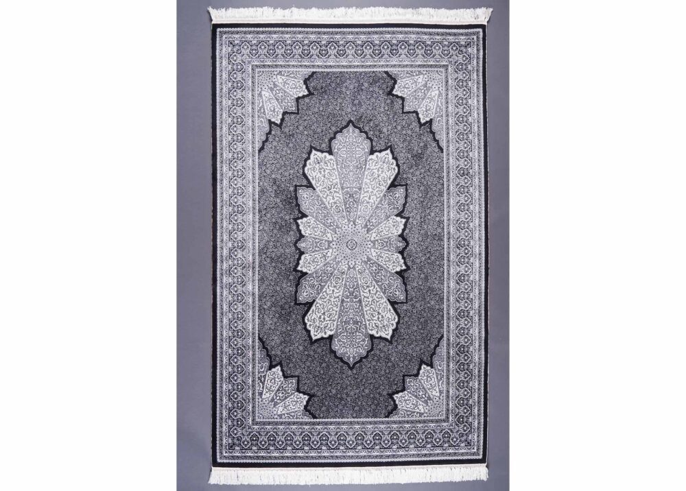 Black-Grey Diamond 4x6 Outdoor Rug Bamboo Silk - Rugs Turkey