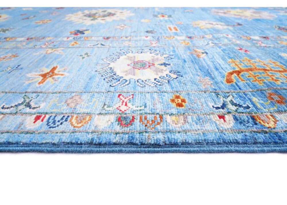 Blue & Beige Sultani Traditional Handknotted Beige Oriental Rug 10.2x6.8 ft - Rugs Turkey