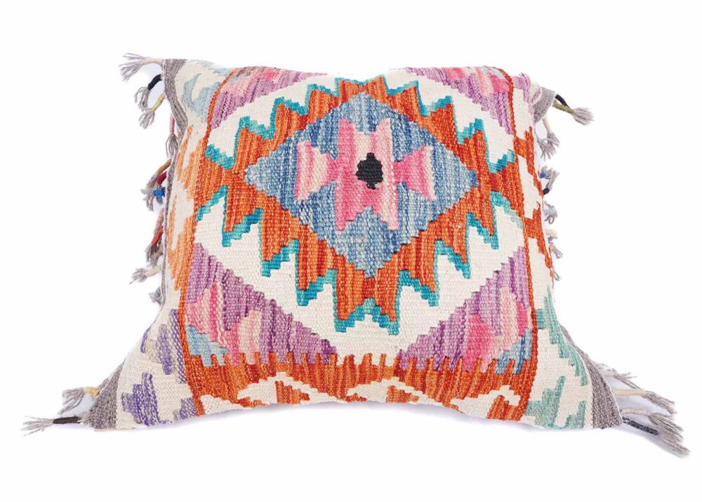 Boho Throw Pillows Kilim Cushion Wool & Wool 1.48x1.64 ft - Rugs Turkey