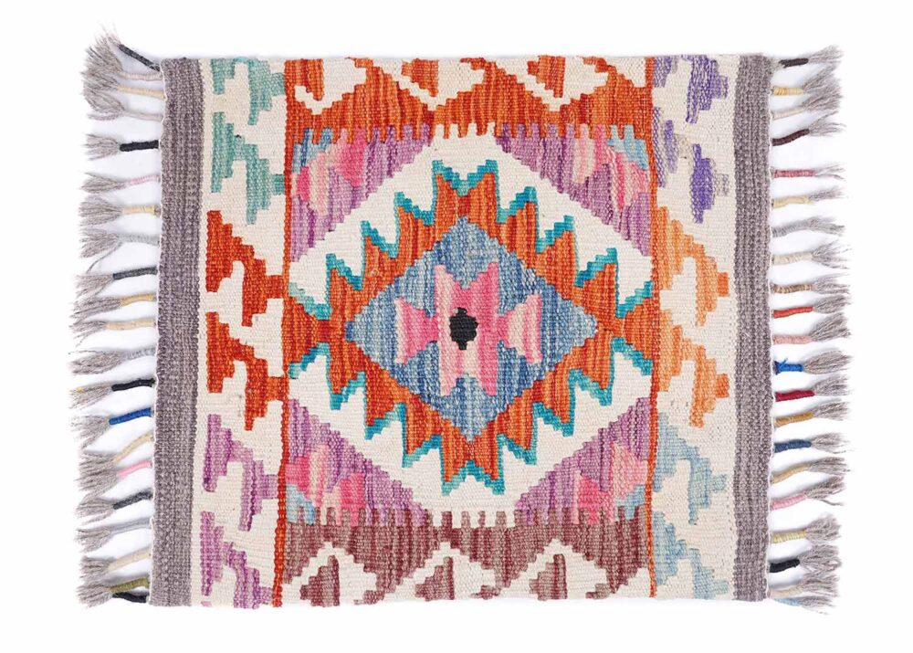 Boho Throw Pillows Kilim Cushion Wool & Wool 1.48x1.64 ft - Rugs Turkey