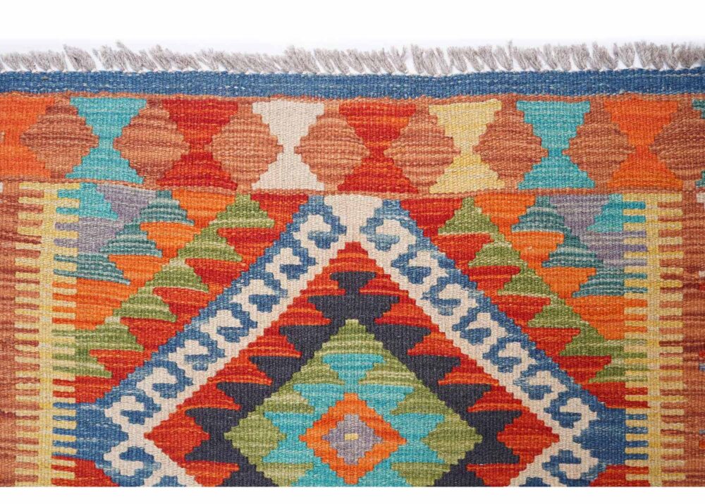 Bright Colors Kayseri Kilim Wall Art 3.7x2.5 ft Handwoven with Wool - Rugs Turkey