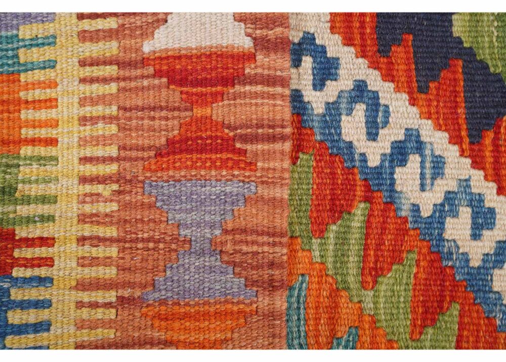 Bright Colors Kayseri Kilim Wall Art 3.7x2.5 ft Handwoven with Wool - Rugs Turkey