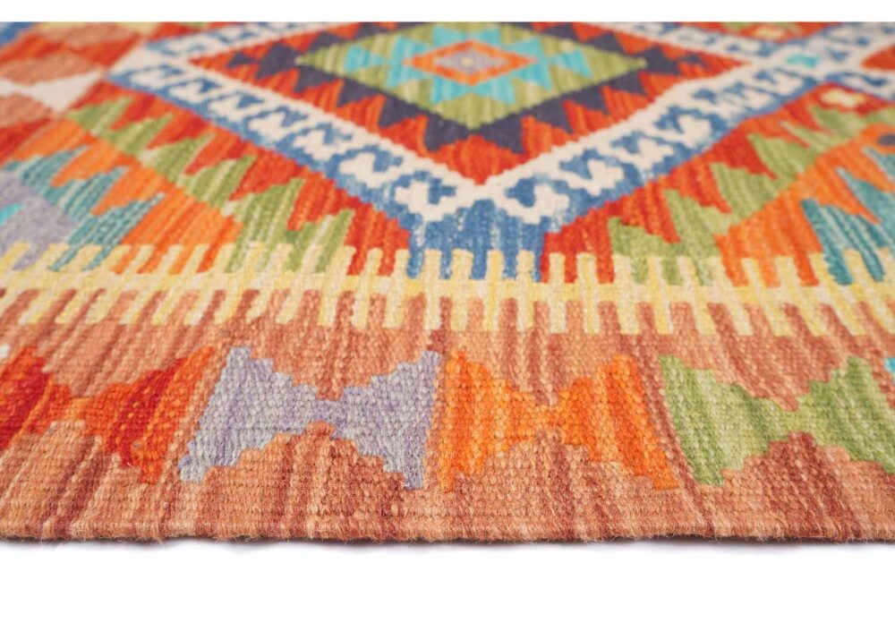 Bright Colors Kayseri Kilim Wall Art 3.7x2.5 ft Handwoven with Wool - Rugs Turkey