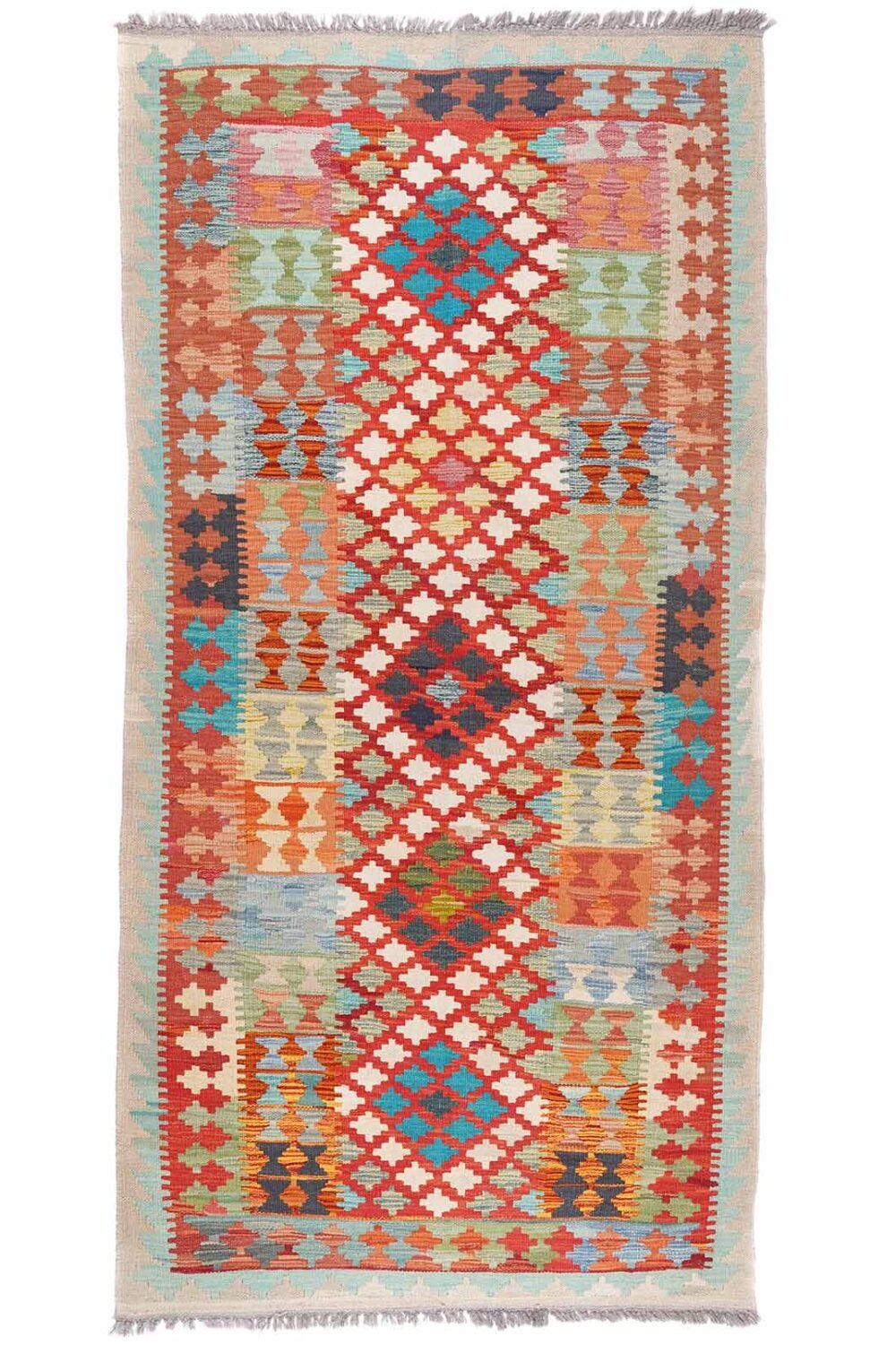Country Style Rugs for Living Room Handwoven Kilim Design 6.7x3 ft - Rugs Turkey