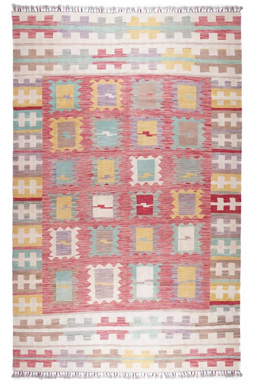 Deco Wool Flatweave Carpet Handwoven 9.7x6 ft Kilim