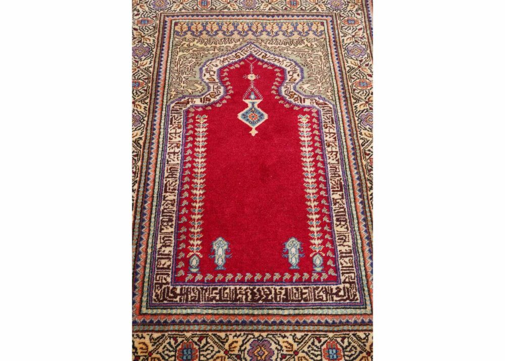 Elegant Brown Rugs for Living Room - Hand-Knotted Traditional Oriental Design with Red Accents 4.4x3 ft - Rugs Turkey