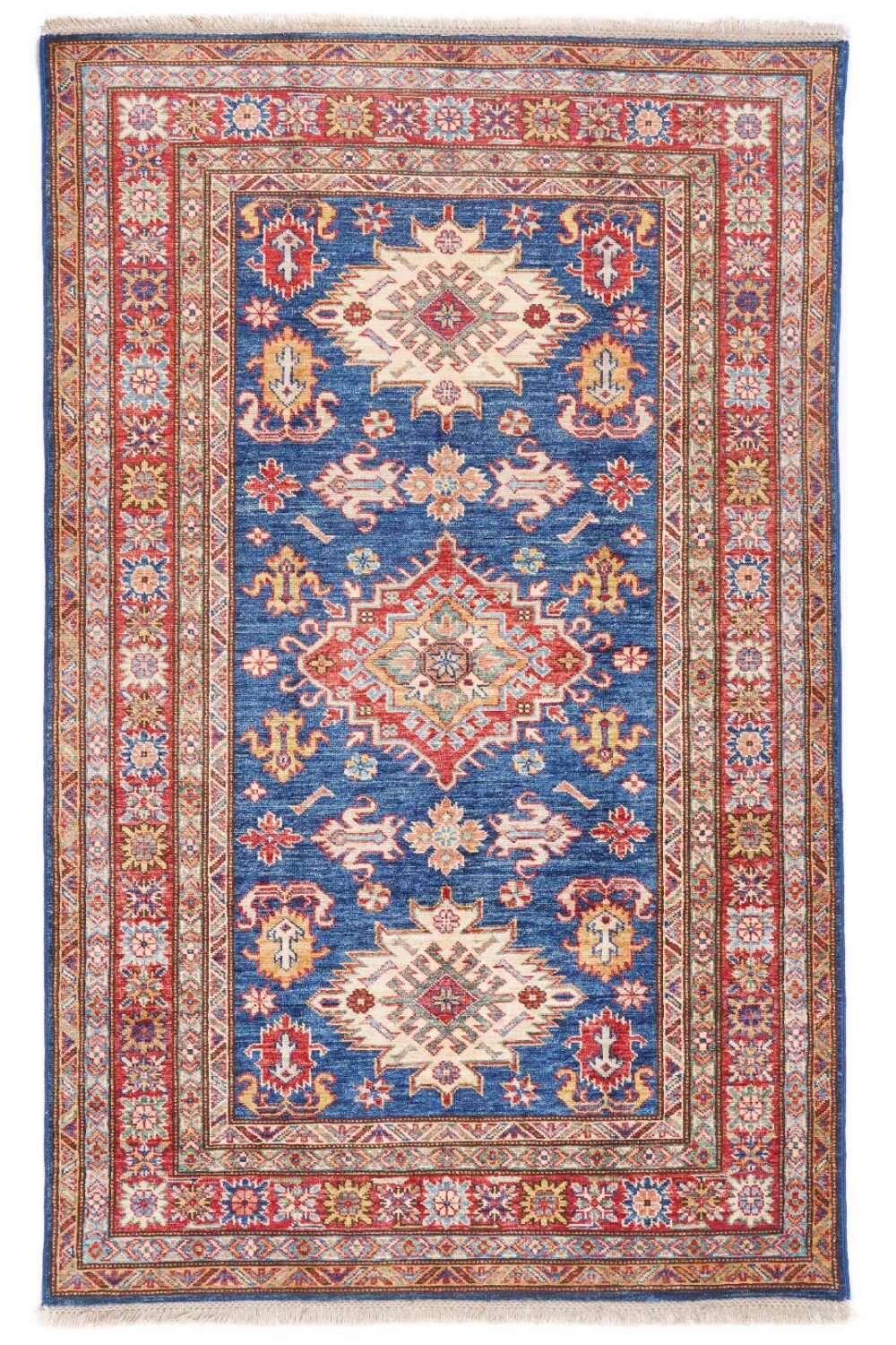Elegant Geometric Pattern Rug in Red and Brown - Hand-Knotted Traditional Quality 6x3.7 ft - Rugs Turkey