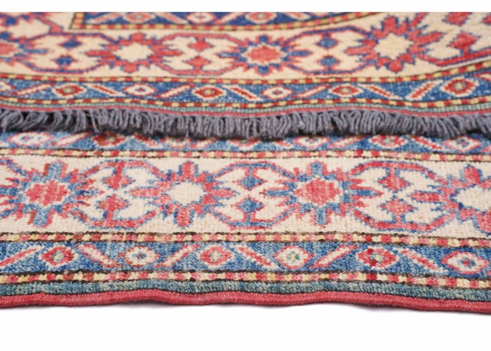 Elegant Geometric Rug in Blue and Red – Hand-Knotted Traditional Design 5x3.3 ft - Rugs Turkey