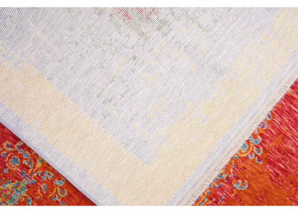 Elegant Orange and Green Area Rug Modern Oriental 6x10 ft - Rugs Turkey