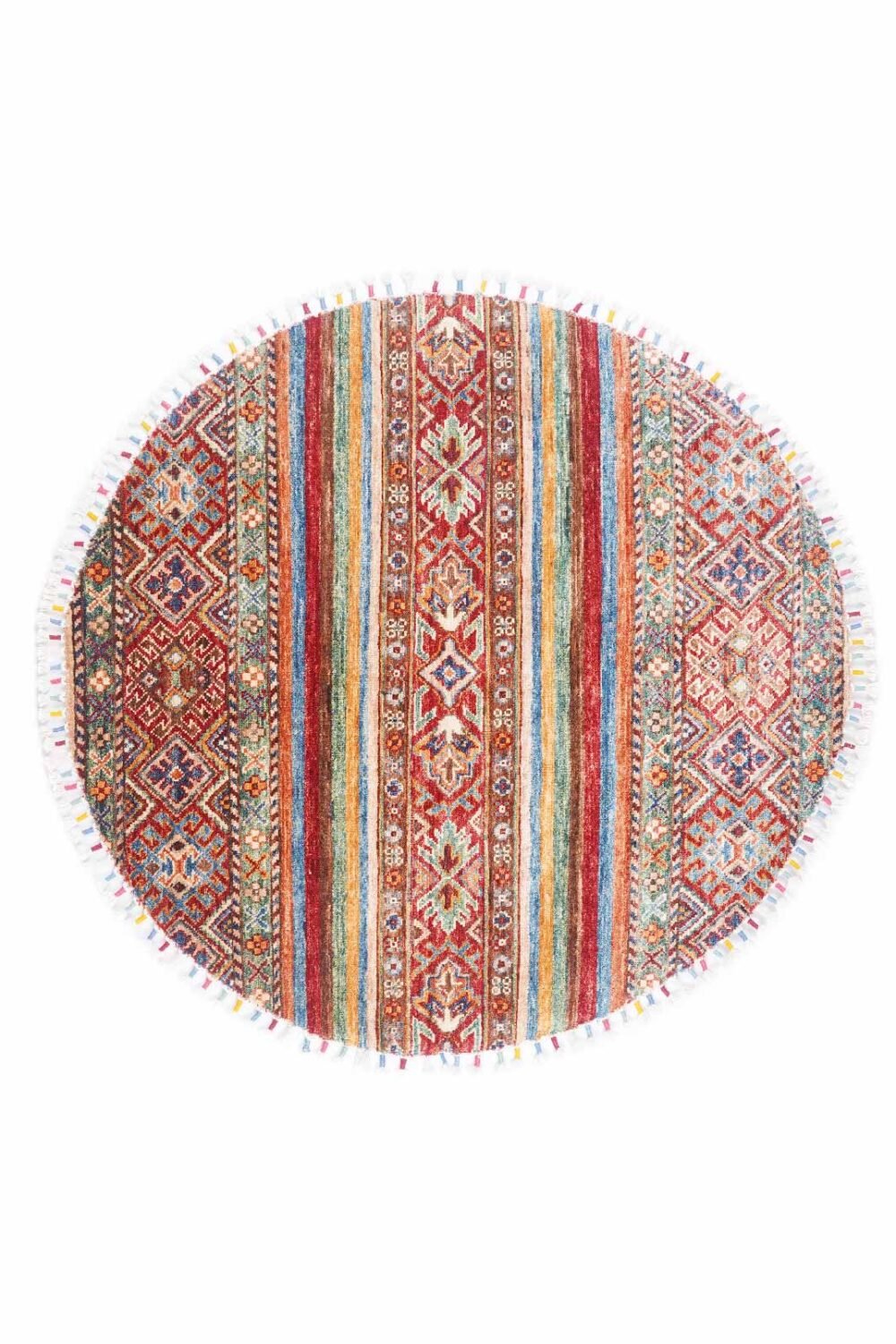 Elegant Red & Rainbow Usak Hand-Knotted Oriental Area Rug 3.3x3.3 ft - Rugs Turkey