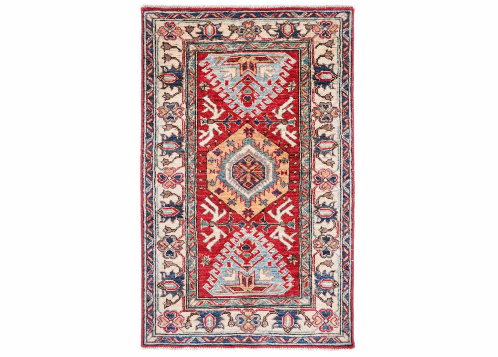 Elegant Red and Beige Rug Hand-Knotted Oriental Traditional Design for Home Decor 4x2.6 ft - Rugs Turkey