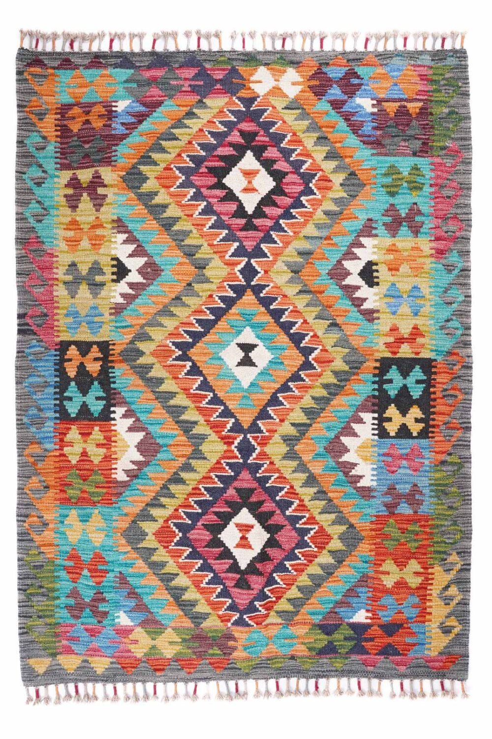 Exclusive Bright Colored Area Rugs Kayseri Kilim 4.8x3.5 ft Handwoven - Rugs Turkey