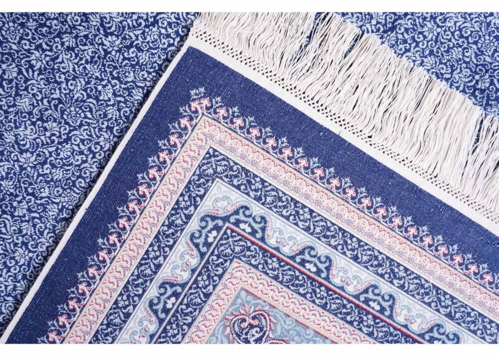 Exclusive Ottoman Silk Blue and White Oriental Rug 7.8x11 ft - Rugs Turkey