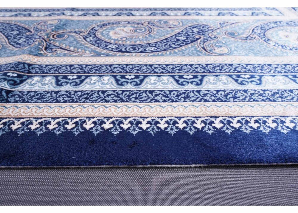 Exclusive Ottoman Silk Blue and White Oriental Rug 7.8x11 ft - Rugs Turkey