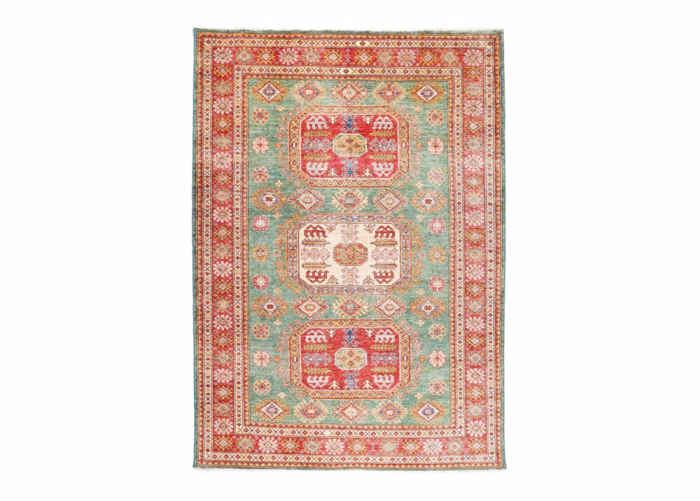 Exclusive Sherwan Red and Green Rug 8x6 ft Handknotted Traditional - Rugs Turkey