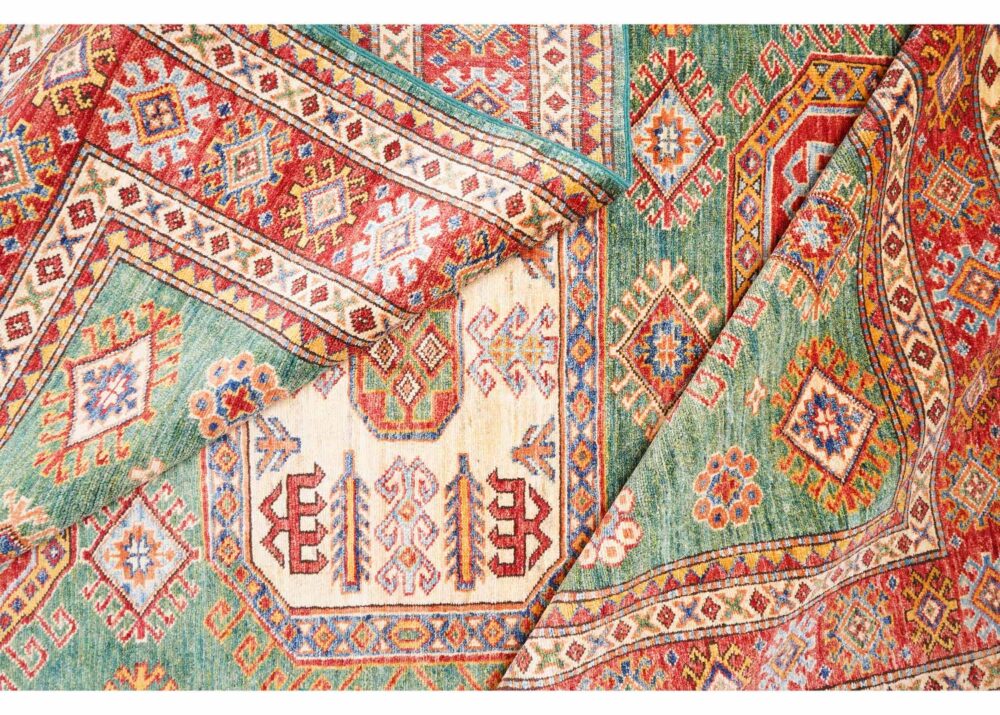 Exclusive Sherwan Red and Green Rug 8x6 ft Handknotted Traditional - Rugs Turkey