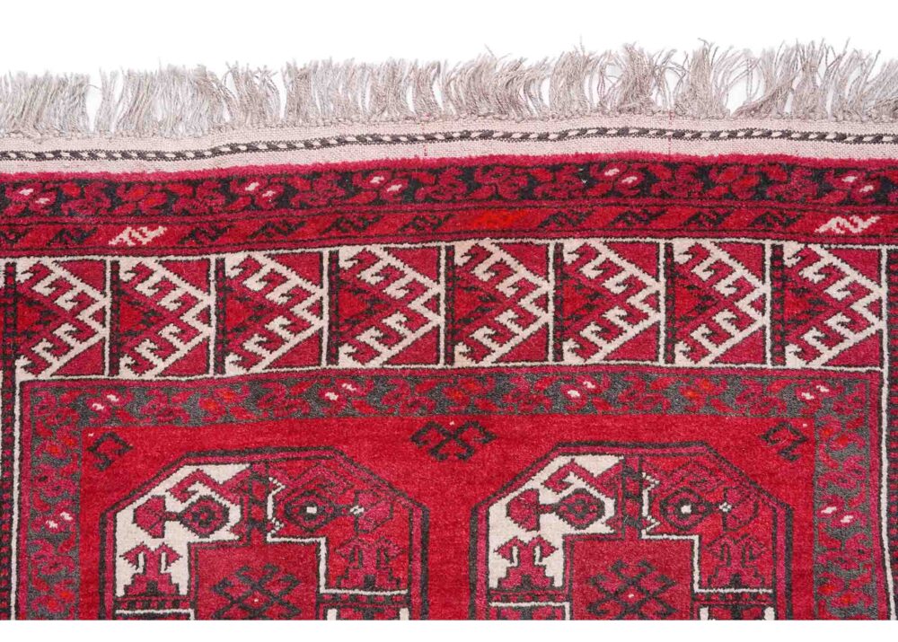 Fil Pai Red and Beige Outdoor Rug Traditional Semi-Old 6x3 ft - Rugs Turkey