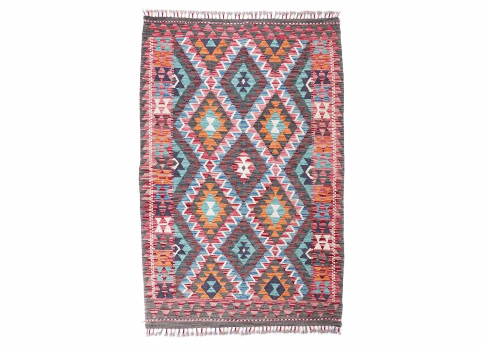 Fine-Quality Geometric Wool Rug 5.8x4 ft Kayseri Kilim Handwoven - Rugs Turkey