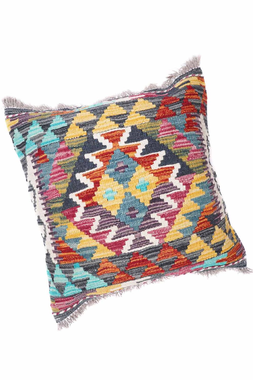 Geometric Pattern Throw Pillows Kilim Cushion - Handwoven 1.6x1.7 ft - Rugs Turkey