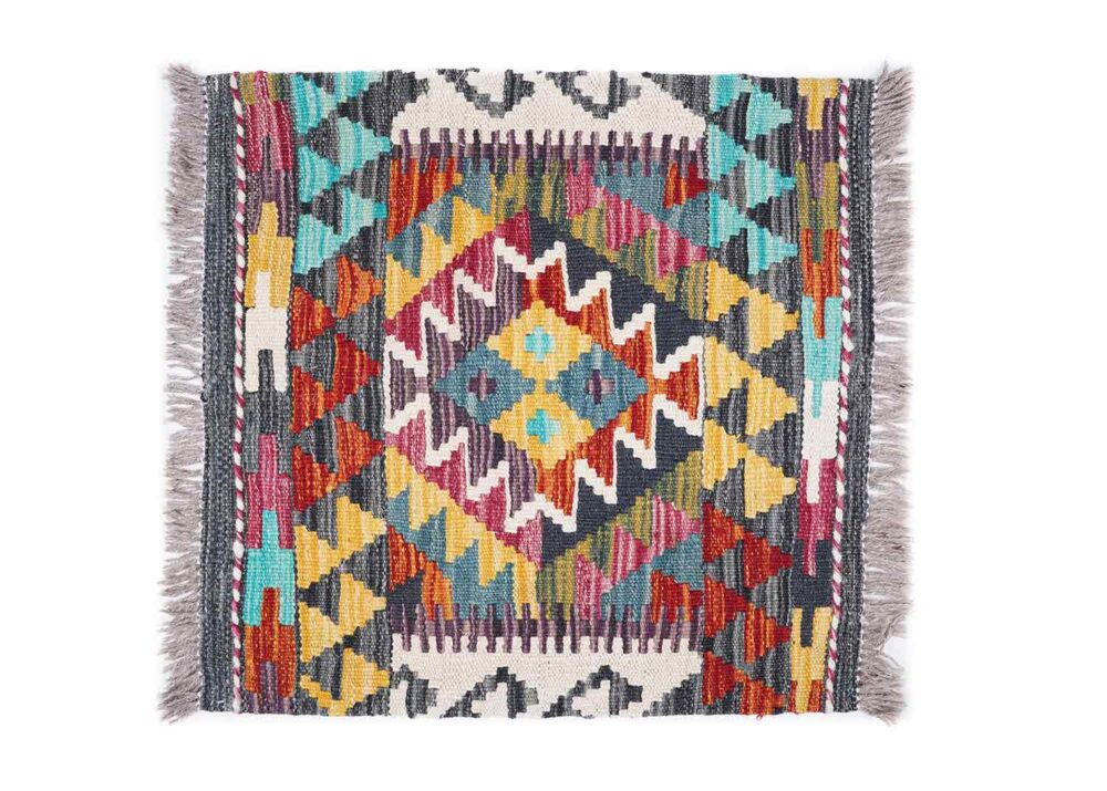 Geometric Pattern Throw Pillows Kilim Cushion - Handwoven 1.6x1.7 ft - Rugs Turkey