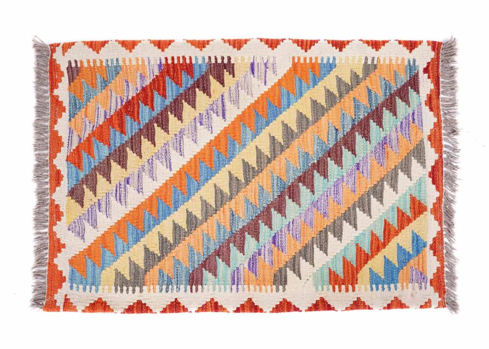 Geometric Scandinavian Pillow Kilim, Handwoven from Wool 2x3ft - Rugs Turkey