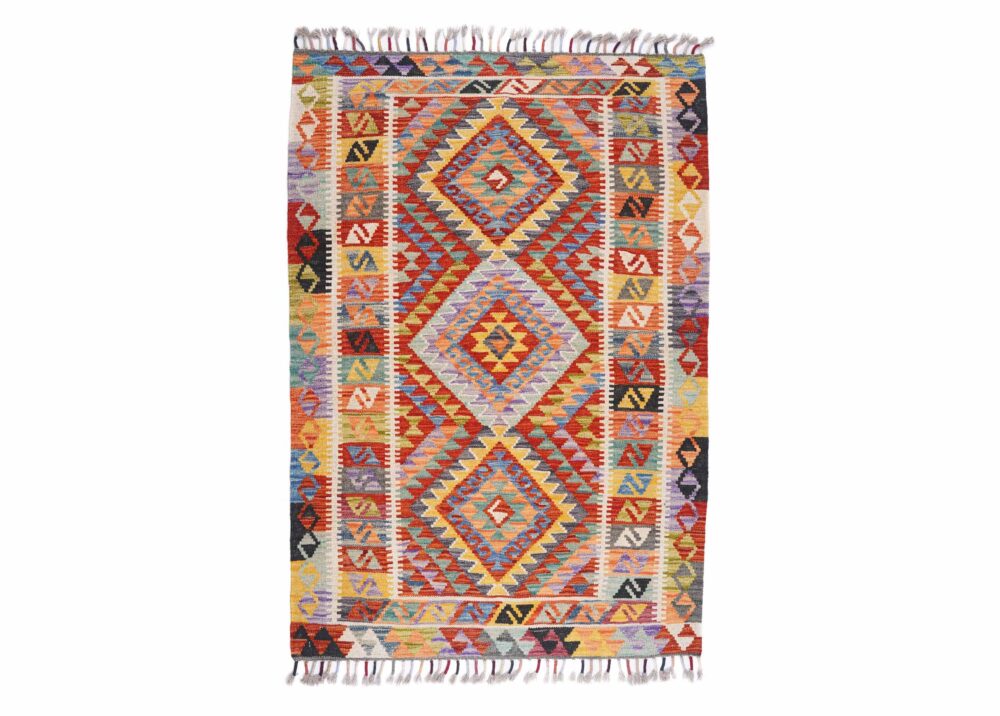 Grand Kayseri Kilim Handwoven Multicolor Geometric Rug 5x3 ft - Rugs Turkey