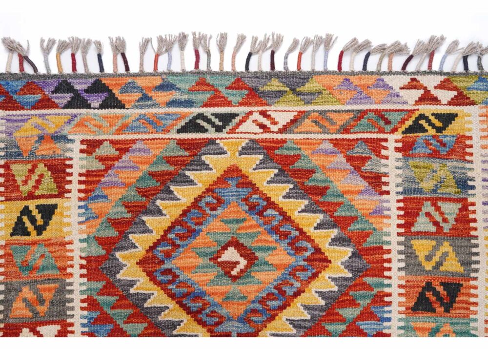 Grand Kayseri Kilim Handwoven Multicolor Geometric Rug 5x3 ft - Rugs Turkey