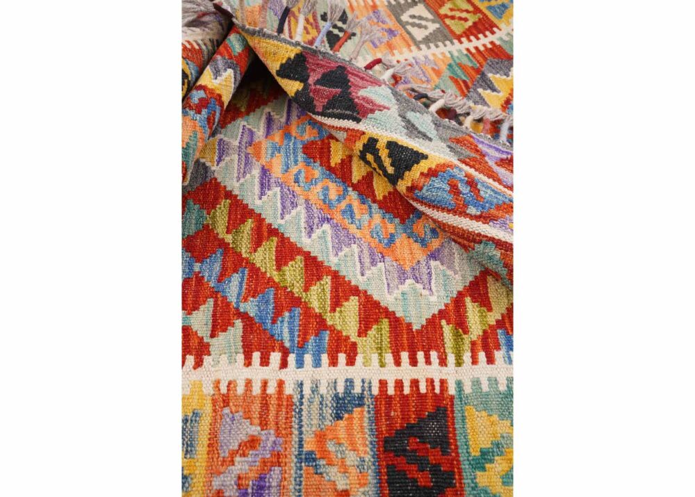 Grand Kayseri Kilim Handwoven Multicolor Geometric Rug 5x3 ft - Rugs Turkey