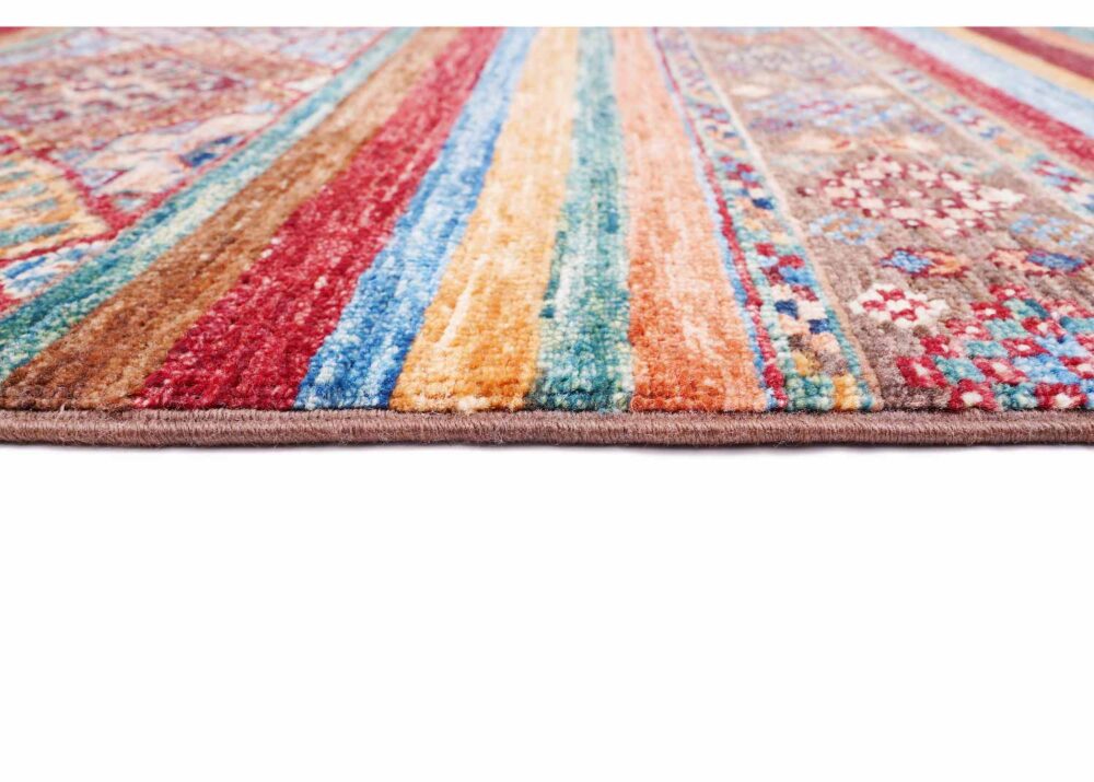 Hand-Knotted Stripted Rainbow Area Rug Vibrant Colors 4.8x3.2 ft - Rugs Turkey