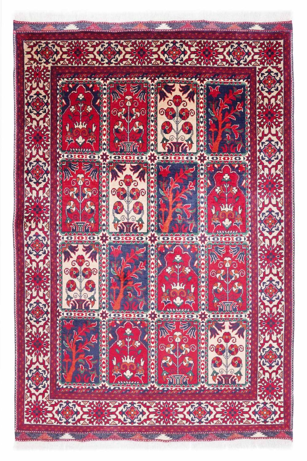 Hand-Knotted Traditional Rug in Beige and Red – Premium Quality Check Rug 4.8x3.2 ft - Rugs Turkey