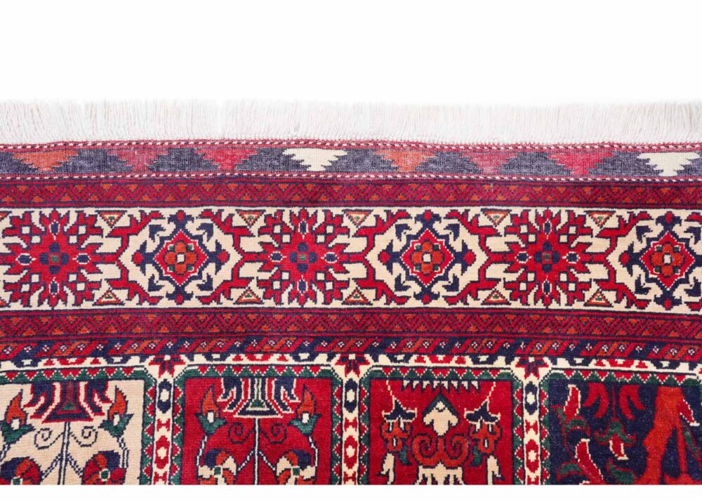 Hand-Knotted Traditional Rug in Beige and Red – Premium Quality Check Rug 4.8x3.2 ft - Rugs Turkey