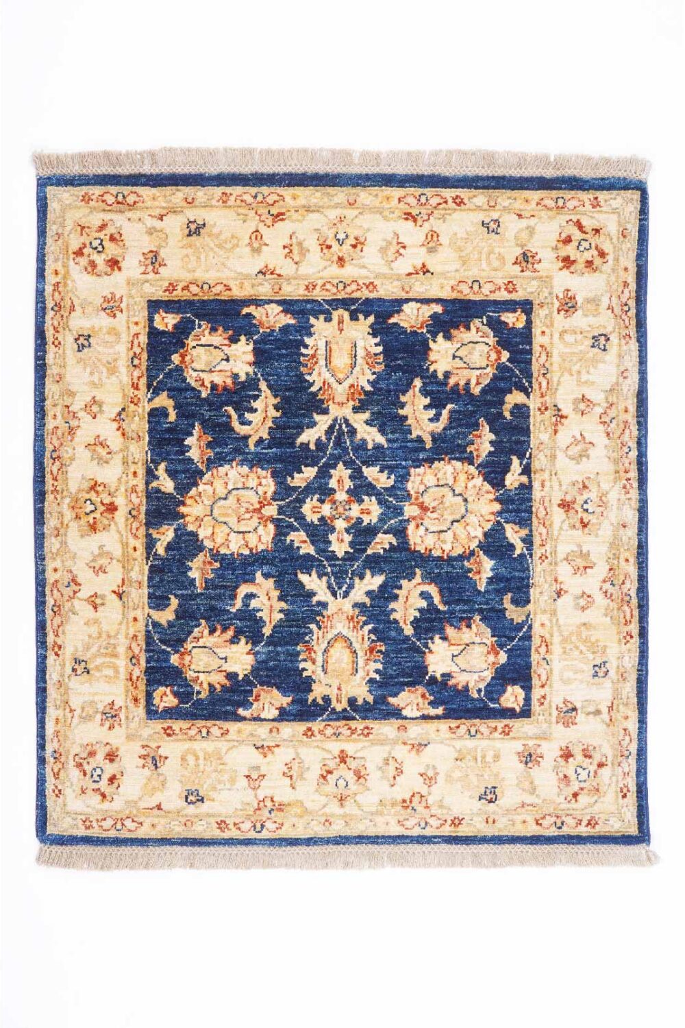 Hand-Knotted precious Rug Beige and Blue for Dining Room 3.3x3 ft - Rugs Turkey