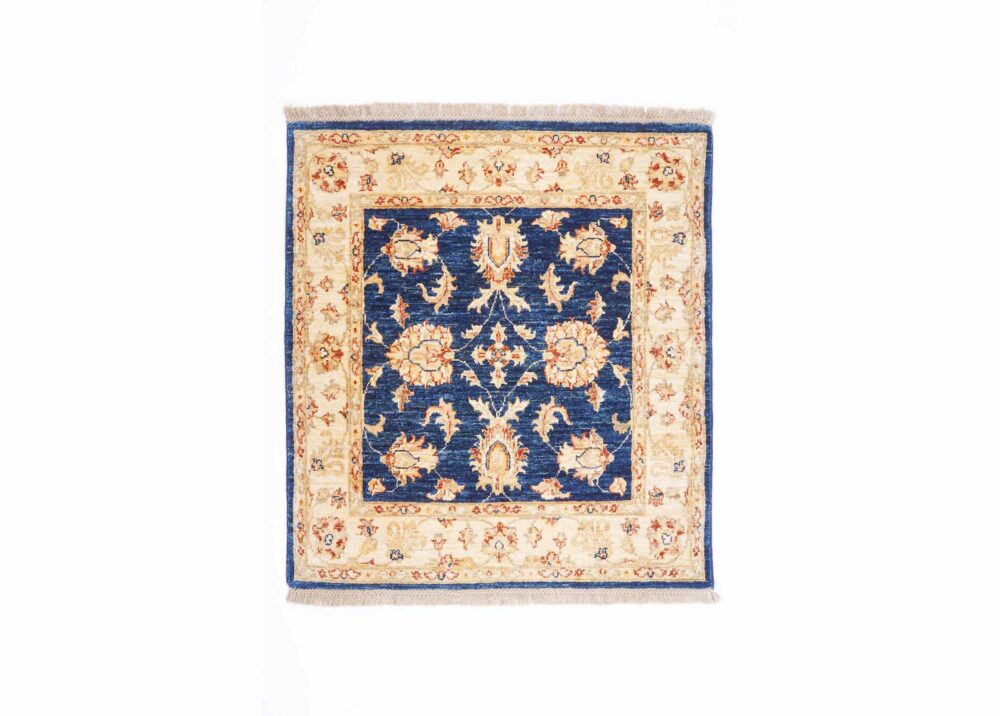 Hand-Knotted precious Rug Beige and Blue for Dining Room 3.3x3 ft - Rugs Turkey