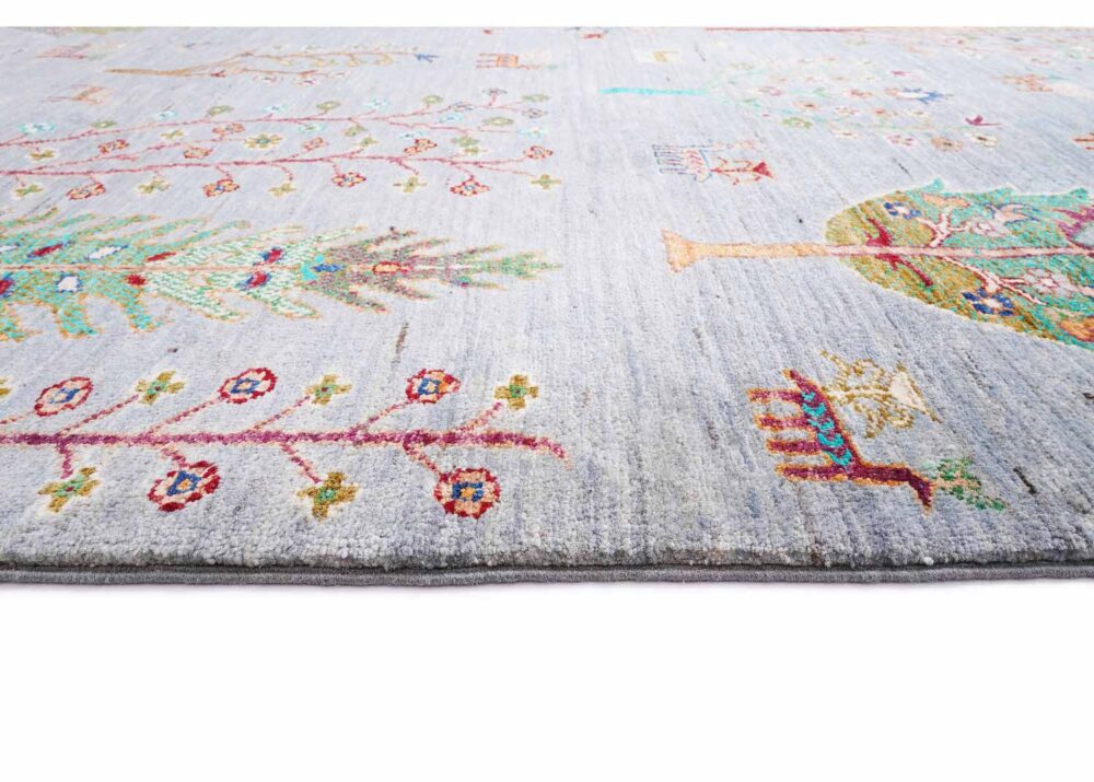 Handknotted Grey & Green Traditional Rugs - Sultani Tree of Life Design 9.8x6.8 ft - Rugs Turkey