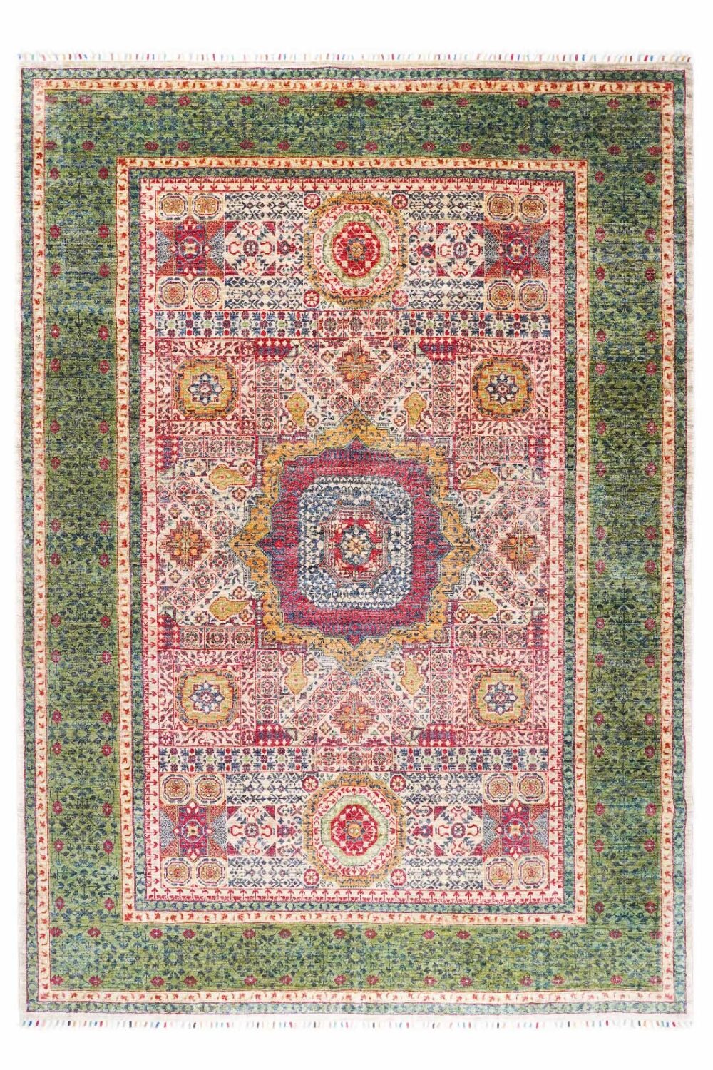 Handknotted Memluk Traditional Green Rug 7.9x5.7 ft - Rugs Turkey