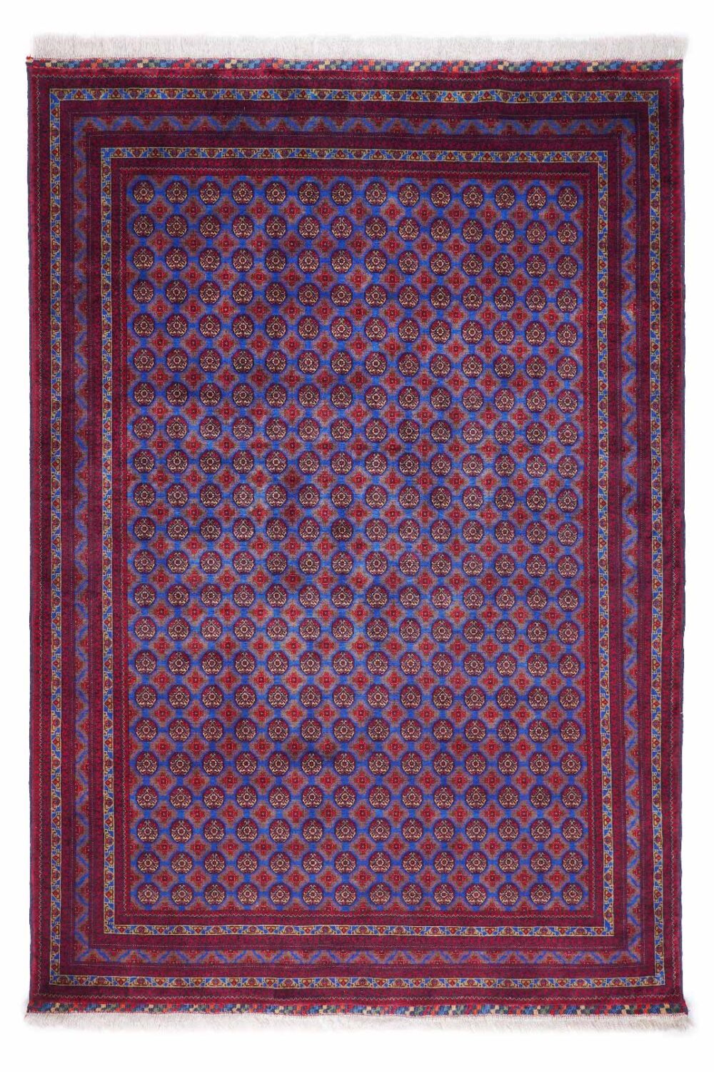 High Quality Outdoor Rugs Traditional Hoca R. 7.6x5.4 ft Red-Blue - Rugs Turkey