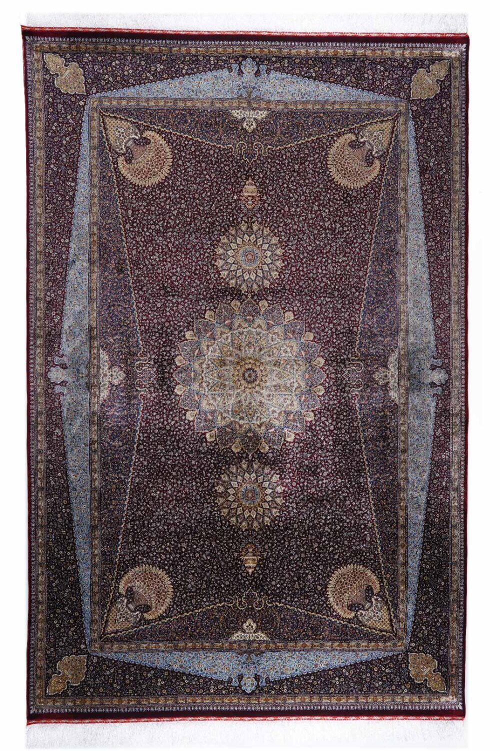 High-end Tugra Red Silk Rug Oriental Pattern Machine-made 5x7 ft - Rugs Turkey