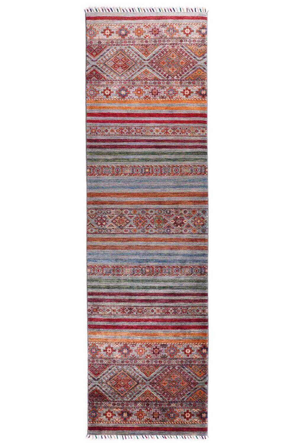 Horcun Design Stripe Table Runner Hand-knotted with Wool-Cotton 9.6x2.7 ft - Rugs Turkey