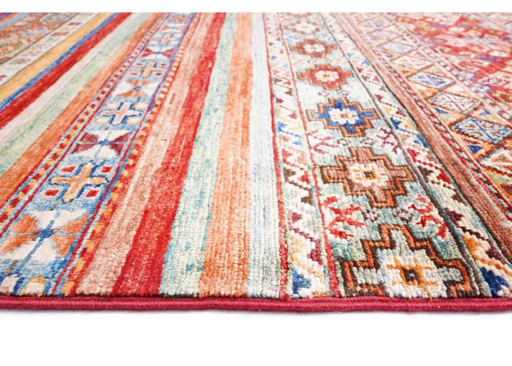 Horcun Striped Outdoor Rug Large Traditional Handknotted 9.7x6.8 ft - Rugs Turkey