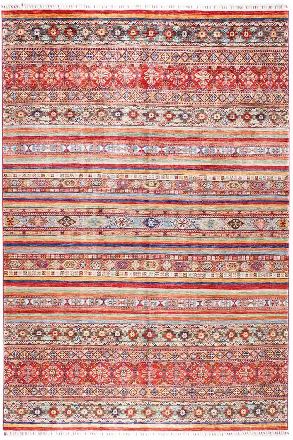 Horcun Striped Outdoor Rug Large Traditional Handknotted 9.7x6.8 ft