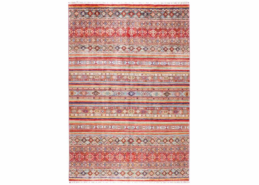 Horcun Striped Outdoor Rug Large Traditional Handknotted 9.7x6.8 ft