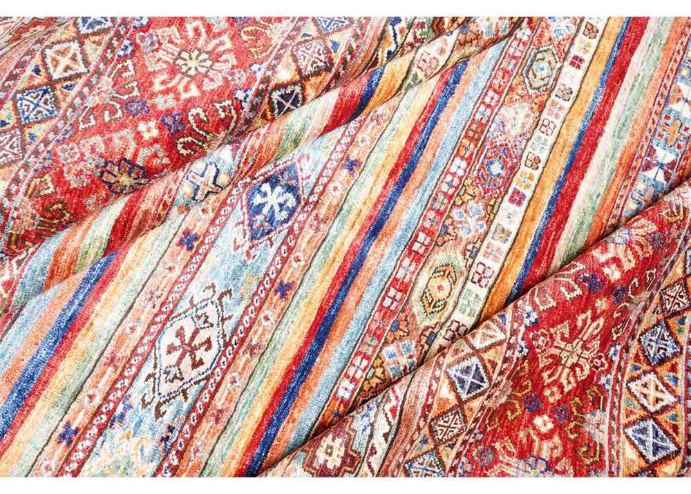 Horcun Striped Outdoor Rug Large Traditional Handknotted 9.7x6.8 ft - Rugs Turkey