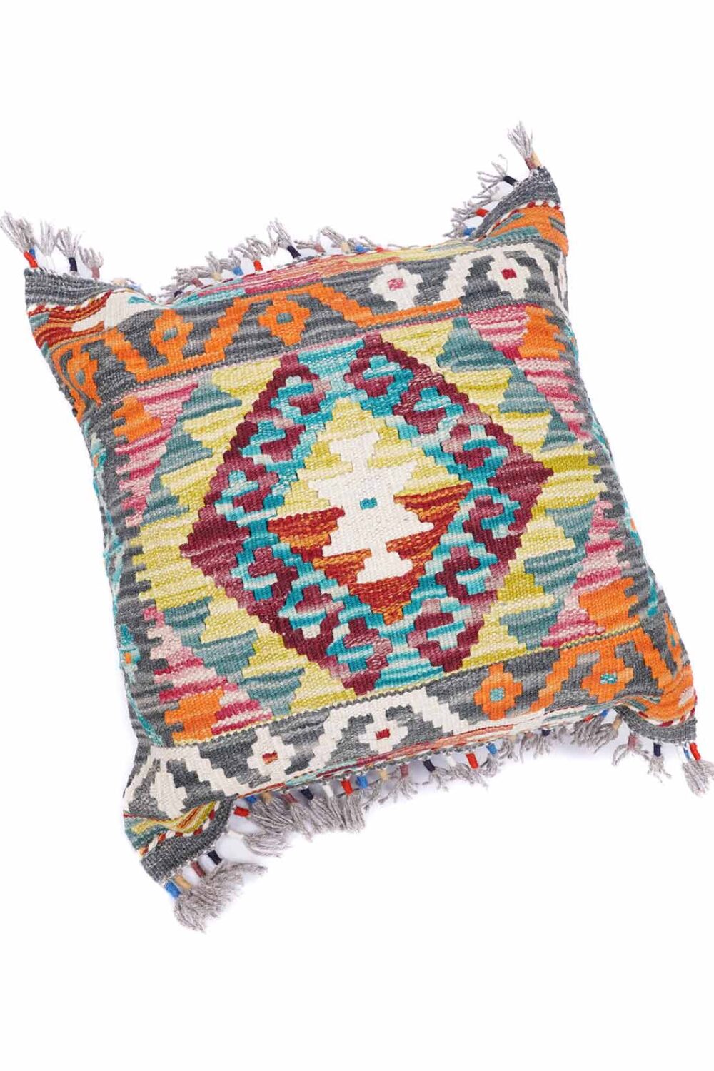 IndoorOutdoor Throw Pillows Geometric Design Kilim Cushion 1.5x1.6 ft - Rugs Turkey