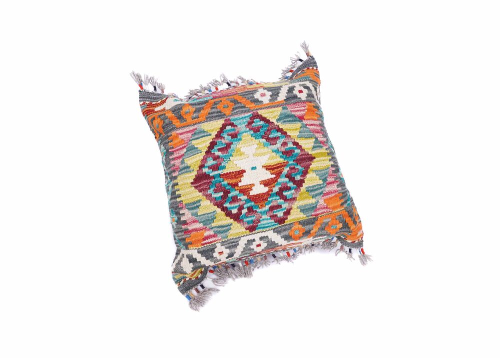 IndoorOutdoor Throw Pillows Geometric Design Kilim Cushion 1.5x1.6 ft - Rugs Turkey