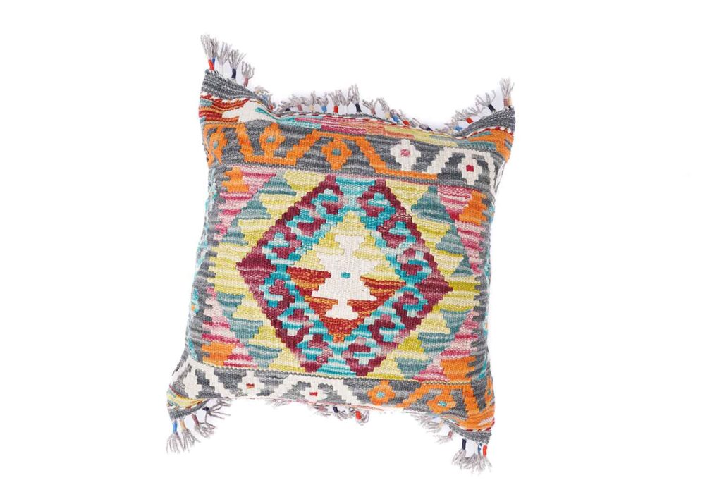 IndoorOutdoor Throw Pillows Geometric Design Kilim Cushion 1.5x1.6 ft - Rugs Turkey