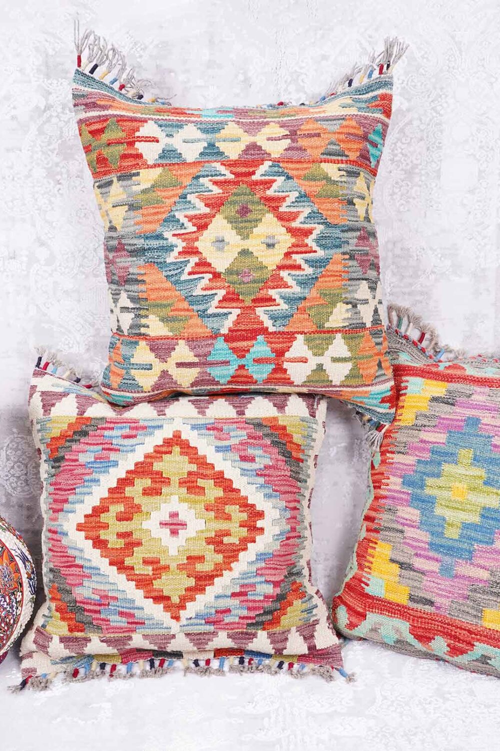 Jazzy 3 Piece Pillow Set - Handwoven Kilim Scandinavian Cushion - Rugs Turkey